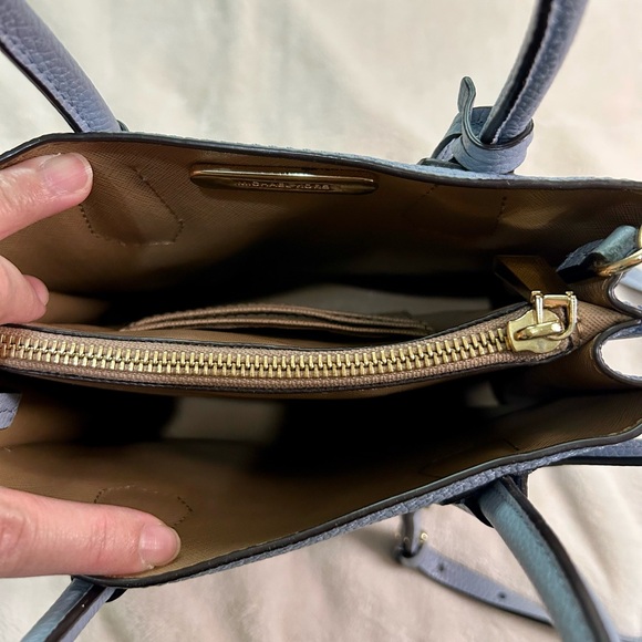 Michael Kors Blue Pebbled Leather Satchel with Gold Accents - Picture 12 of 15